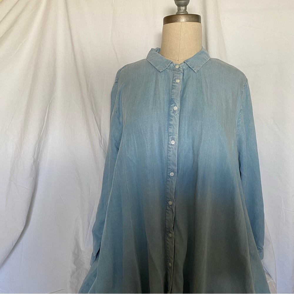 Zara Light Blue denim Long Sleeve Dress